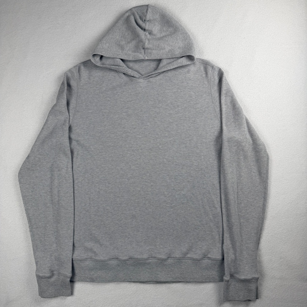 Vuori Men's Waffle Knit Hoodie Long Sleeve Shirt Gray Medium - Picture 5 of 7